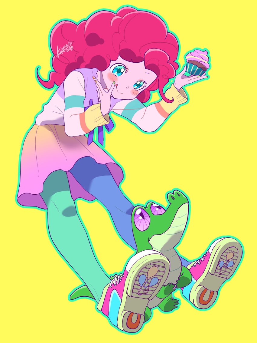 pinkie pie and gummy (my little pony and 2 more) drawn by ku_rimo