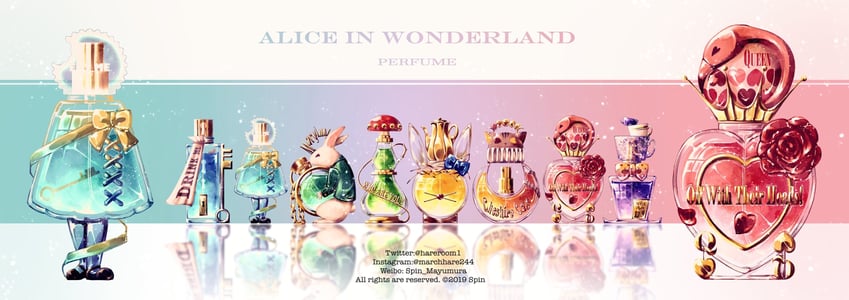 white rabbit, cheshire cat, and queen of hearts (alice's adventures in wonderland) drawn by spin_mayumura