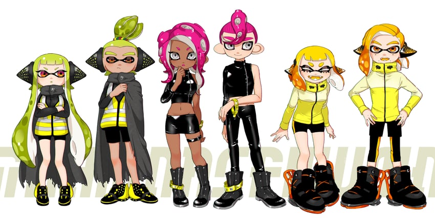 agent 8, agent 3, and agent 4 (splatoon and 1 more) drawn by yeneny