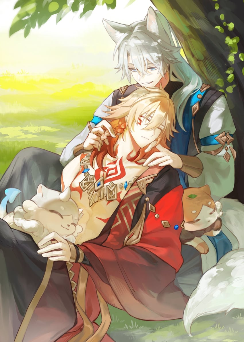 phainon and mydei (honkai and 1 more) drawn by orangezhaoze