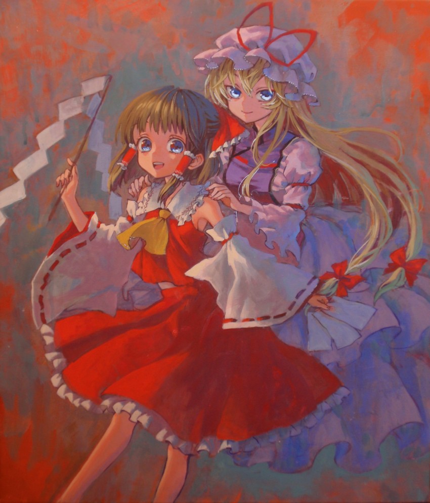 hakurei reimu and yakumo yukari (touhou) drawn by ama-tou