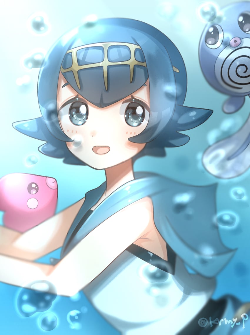 lana, luvdisc, and poliwag (pokemon and 1 more) drawn by kurumiya_(krmy_p)