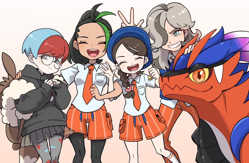 juliana, nemona, penny, arven, and koraidon (pokemon and 1 more) drawn by ayakadegozans