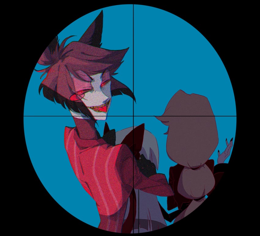 charlie morningstar, alastor, and vaggie (hazbin hotel) drawn by o9r
