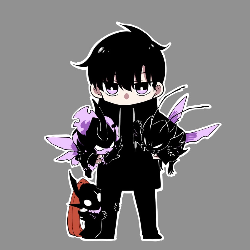 sung jin-woo, igris, beru, and iron (solo leveling) drawn by 8mo10