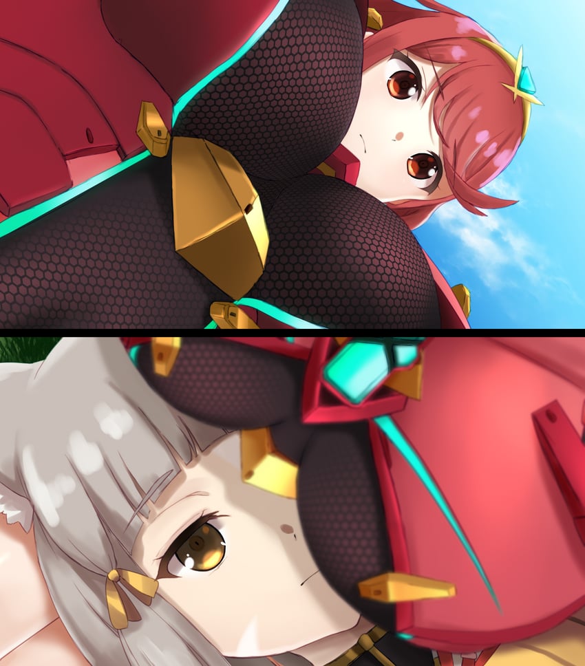 pyra and nia (xenoblade chronicles and 2 more) drawn by eilier_project