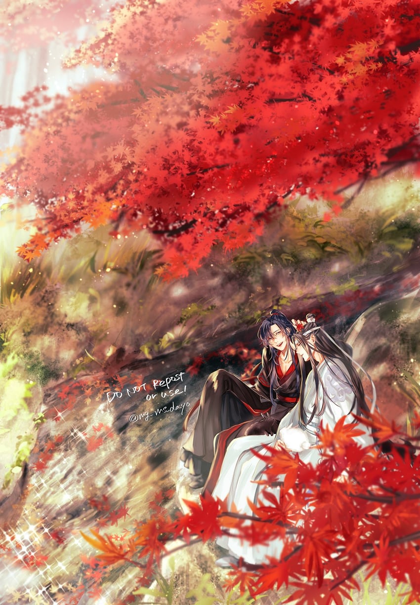 wei wuxian and lan wangji (modao zushi) drawn by mg_ms_dayo