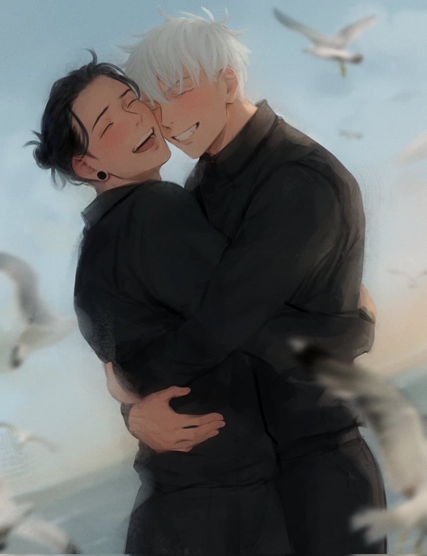 gojou satoru and getou suguru (jujutsu kaisen) drawn by dio_saurr