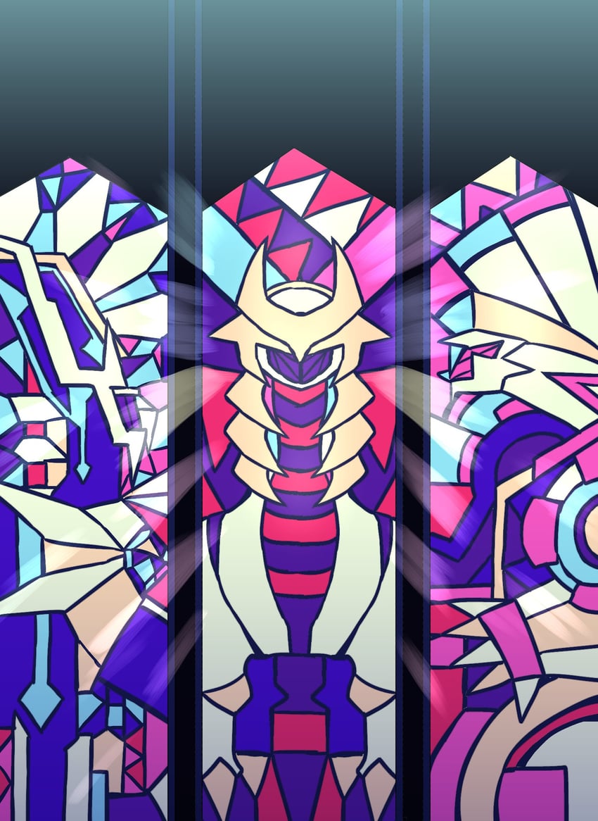 giratina, dialga, and palkia (pokemon and 2 more) drawn by fuji_den_fujiko
