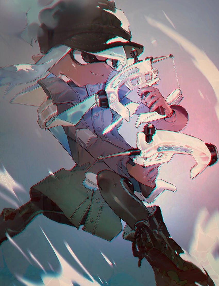 inkling player character and inkling girl (splatoon) drawn by shima_(5p6p7p)