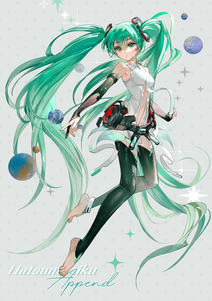 hatsune miku (vocaloid and 1 more) drawn by rumoon