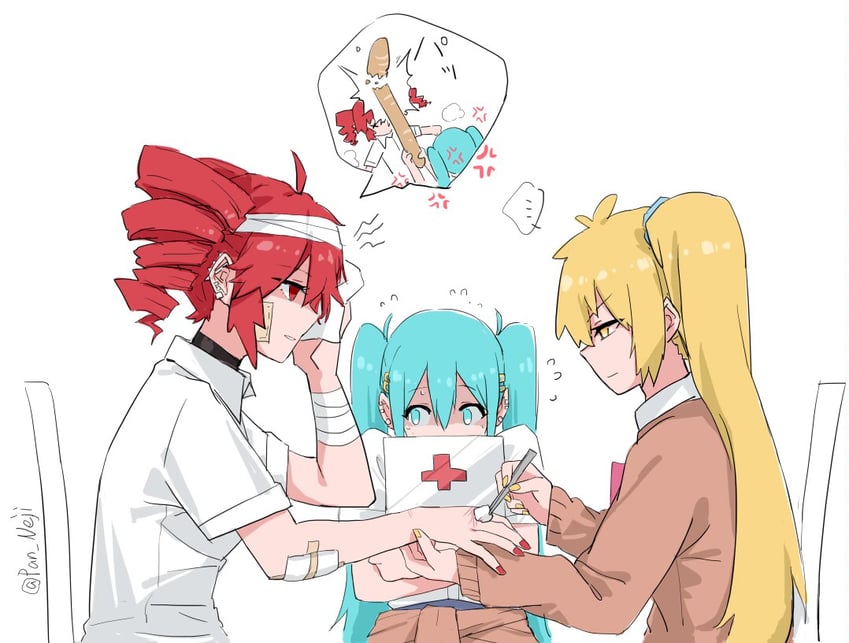 hatsune miku, kasane teto, and akita neru (vocaloid and 2 more) drawn by nejikyuu