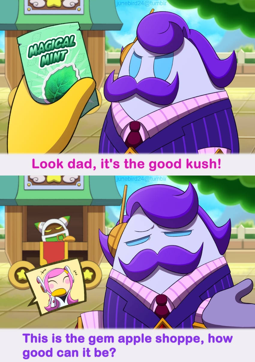 magolor, susie, max profitt haltmann, and shopkeeper magolor (kirby and 2 more) drawn by junebird24
