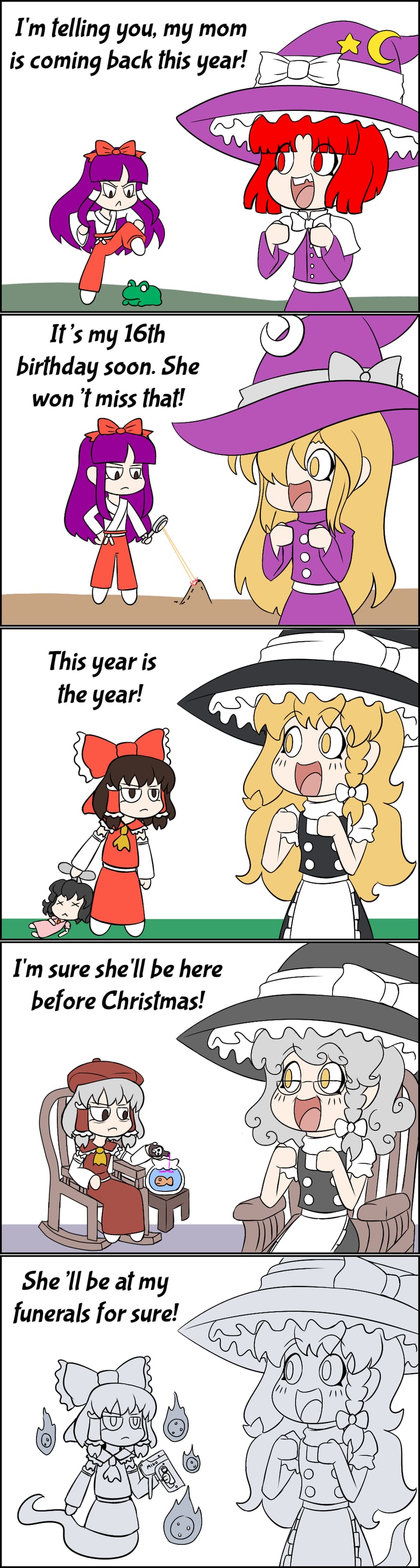 hakurei reimu, kirisame marisa, and inaba tewi (touhou and 2 more) drawn by pierrelucstl