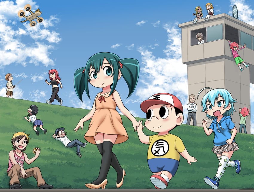 uehara sadayo, makita mirano, syotano tsukiko, yowashi, makoto, and 2 more (nonki boy) drawn by gachon_jirou