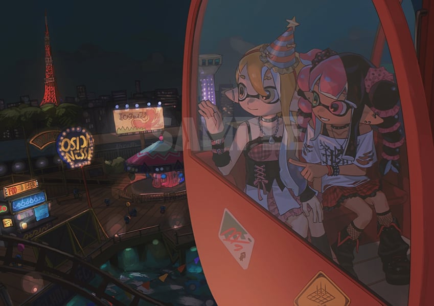 inkling player character and inkling girl (splatoon) drawn by miko_(15476997)