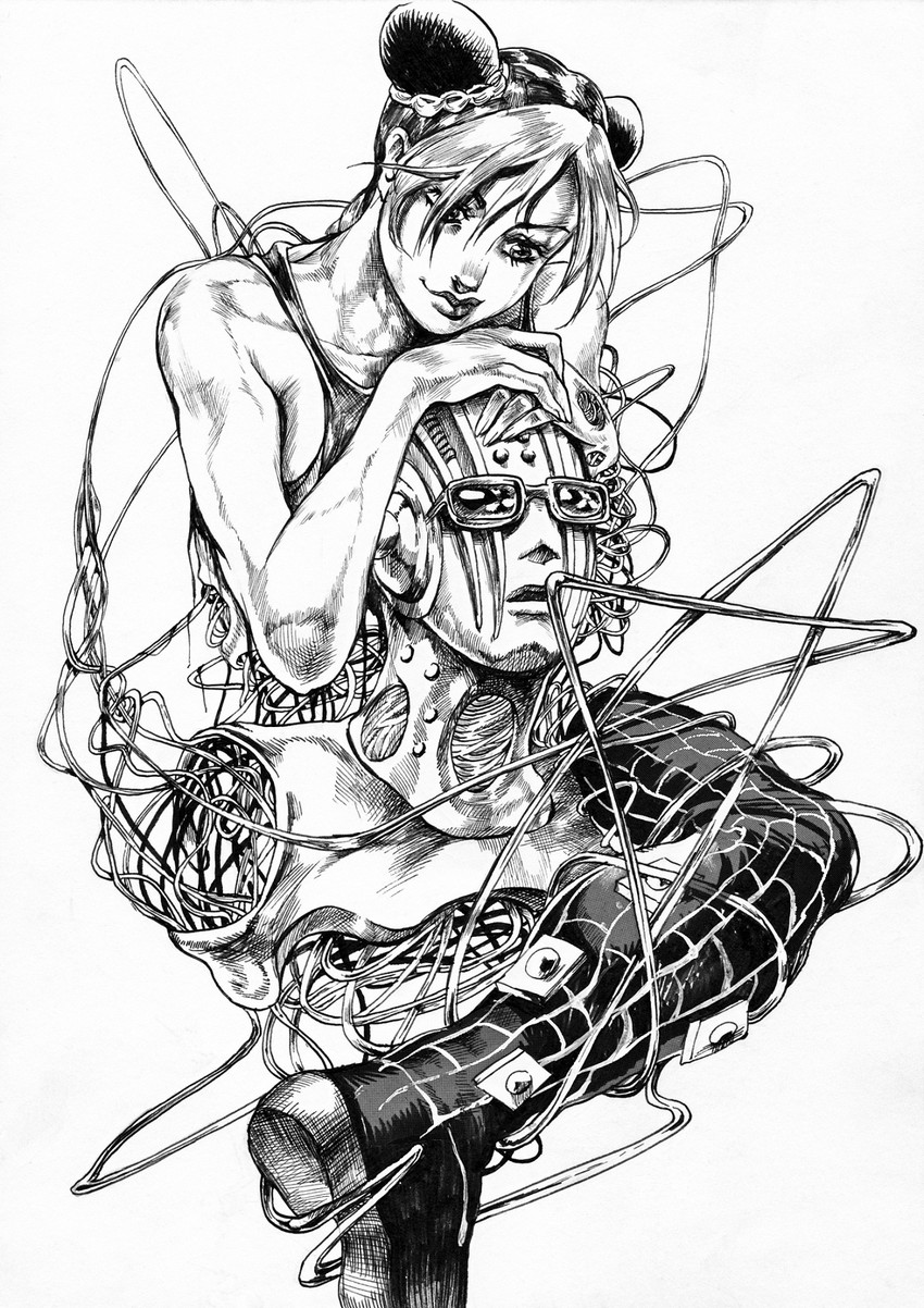 kujo jolyne and stone free (jojo no kimyou na bouken and 1 more) drawn by hijikitamiko