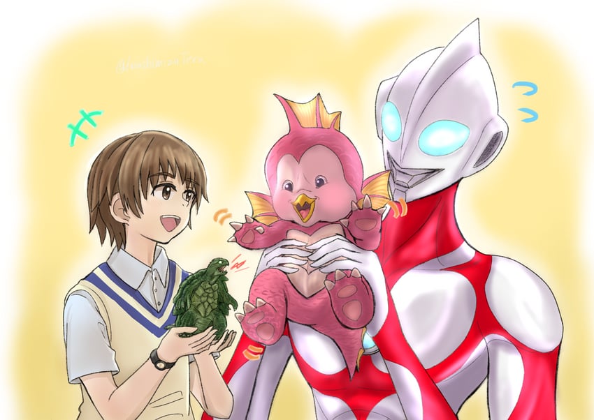 gamera, emi, ultraman, boko, and baby gamera (ultra series and 3 more) drawn by raiodexiasu