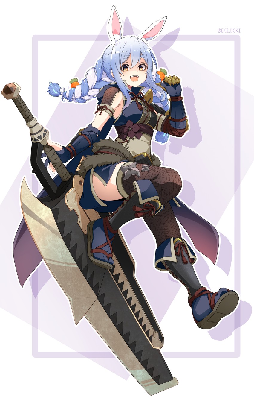 usada pekora (hololive and 2 more) drawn by eki_doki