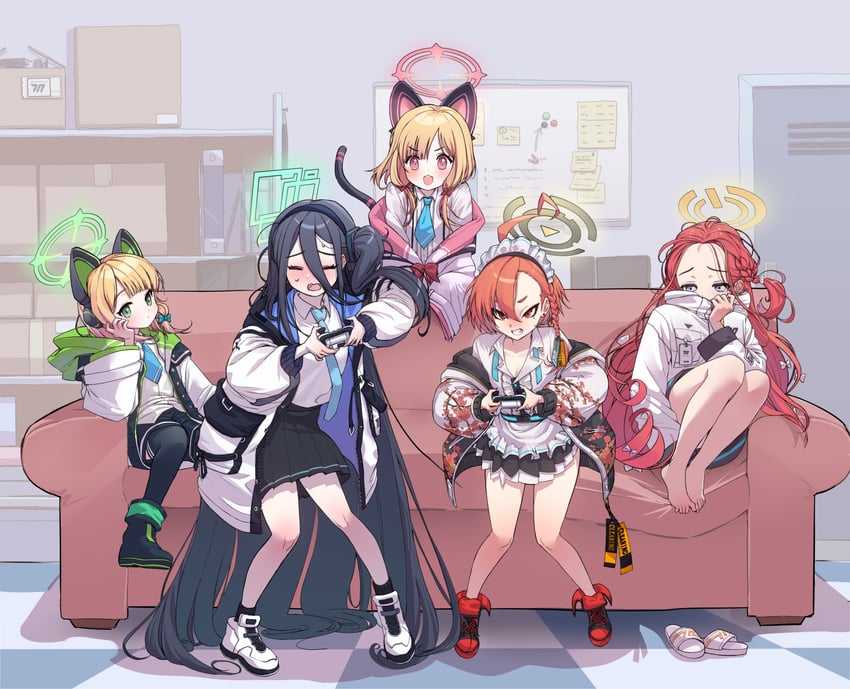 aris, momoi, midori, neru, and yuzu (blue archive) drawn by dododo_(chjune119)