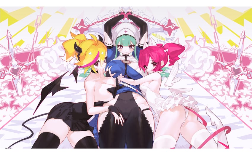 buro, marija, and rin (muse dash) drawn by liba_(leo8d)