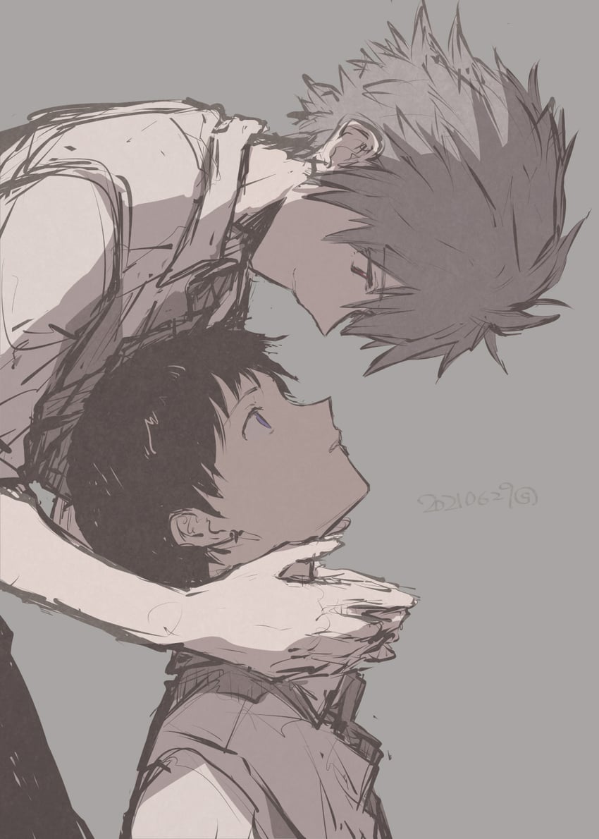 ikari shinji and nagisa kaworu (neon genesis evangelion) drawn by confusionnav