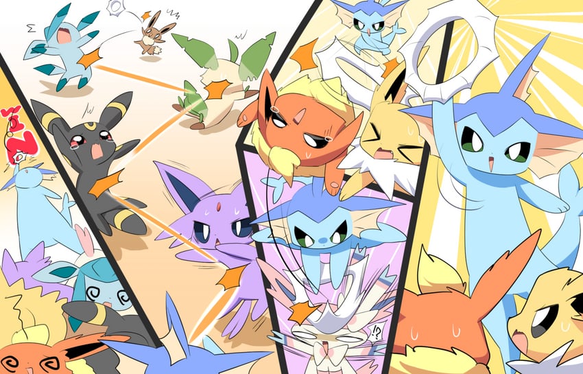 eevee, sylveon, umbreon, glaceon, vaporeon, and 4 more (pokemon) drawn by lets0020