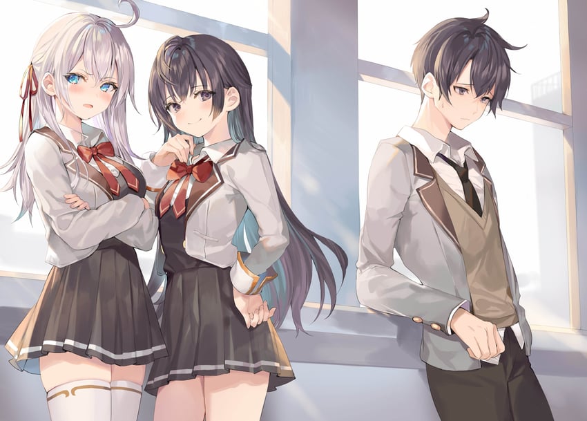 alisa mikhailovna kujou, suou yuki, and kuze masachika (tokidoki bosotto roshia-go de dereru tonari no alya-san) drawn by momoko_(momopoco)
