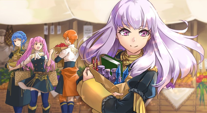 hilda valentine goneril, lysithea von ordelia, marianne von edmund, and leonie pinelli (fire emblem and 1 more) drawn by shiroi_(shiroicbe)