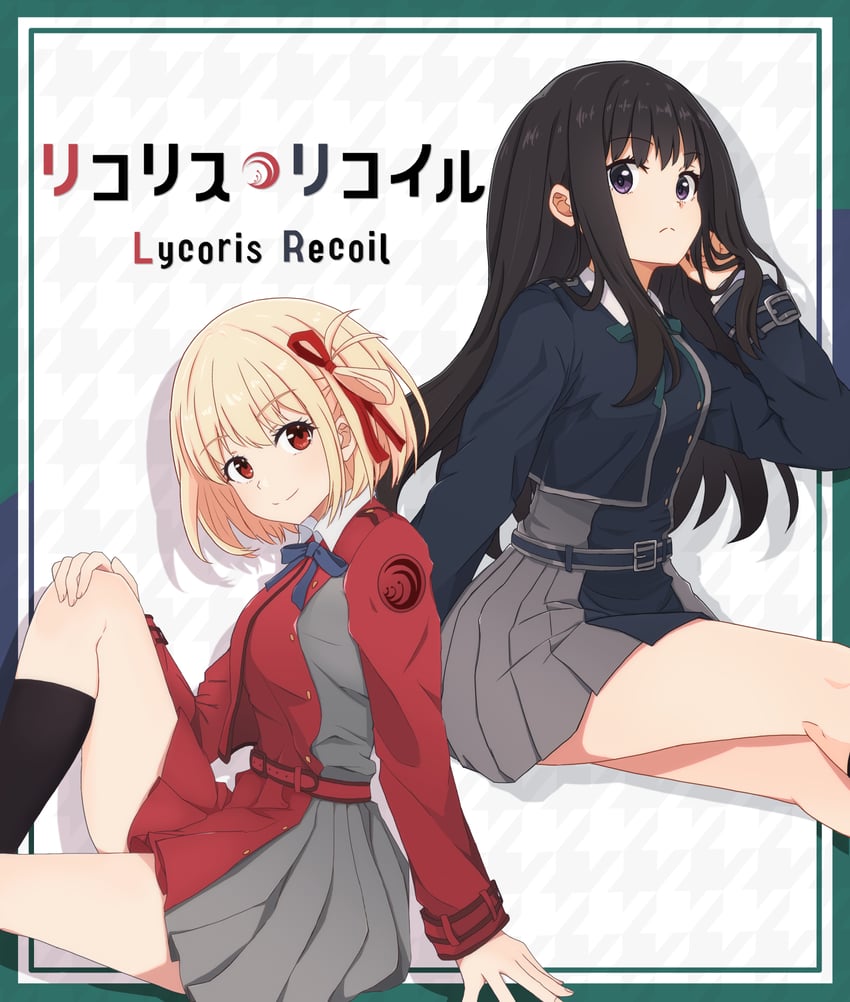 nishikigi chisato and inoue takina (lycoris recoil) drawn by sumishake