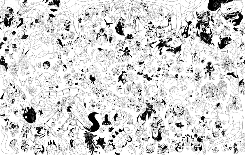 tailmon, renamon, agumon, omegamon, patamon, and 283 more (digimon) drawn by slayer_dramonz
