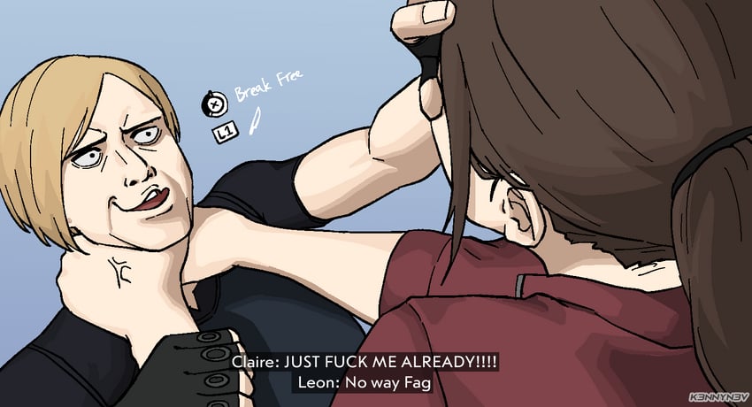 leon s. kennedy and claire redfield (resident evil and 1 more) drawn by k3nnyn3v