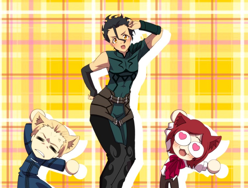 diarmuid ua duibhne, kayneth el-melloi archibald, and sola-ui nuada-re sophia-ri (fate and 2 more) drawn by meganewww