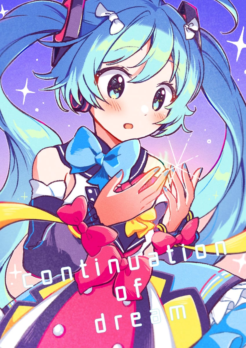 hatsune miku and magical mirai miku (vocaloid and 1 more) drawn by aoiyui