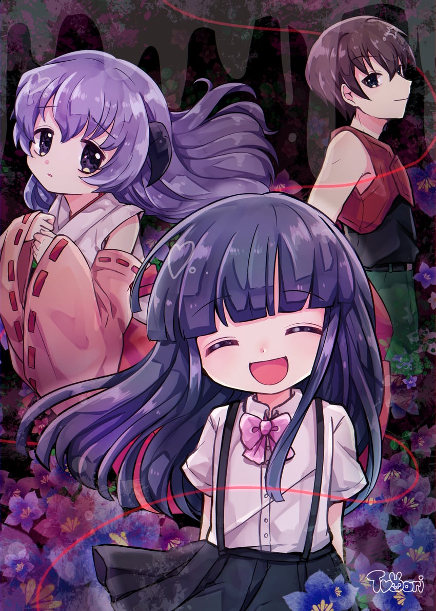 furude rika, hanyuu, and maebara keiichi (higurashi no naku koro ni) drawn by shiro_nori00
