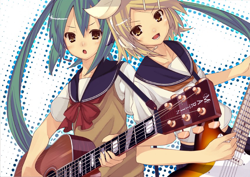 hatsune miku and kagamine rin (vocaloid) drawn by yada_ei