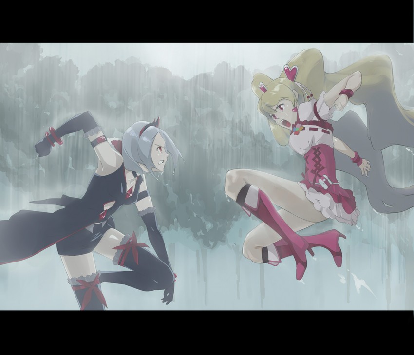 higashi setsuna, momozono love, cure peach, and eas (precure and 1 more) drawn by olg