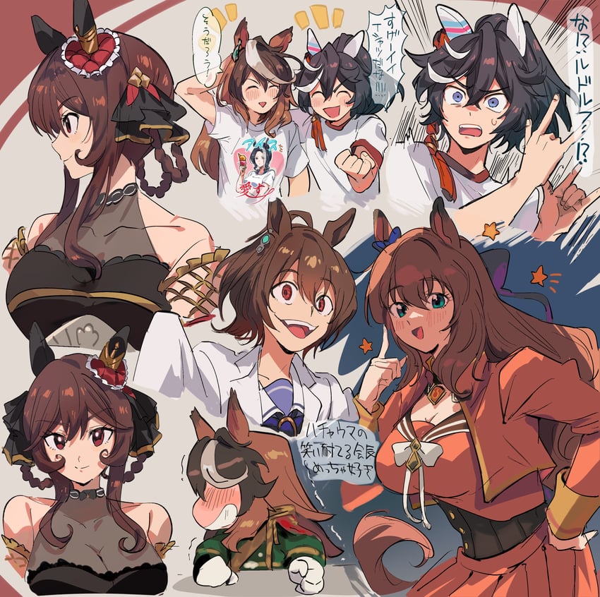agnes tachyon, symboli rudolf, gentildonna, katsuragi ace, maruzensky, and 1 more (umamusume and 2 more) drawn by bojue_(hakus_1128)