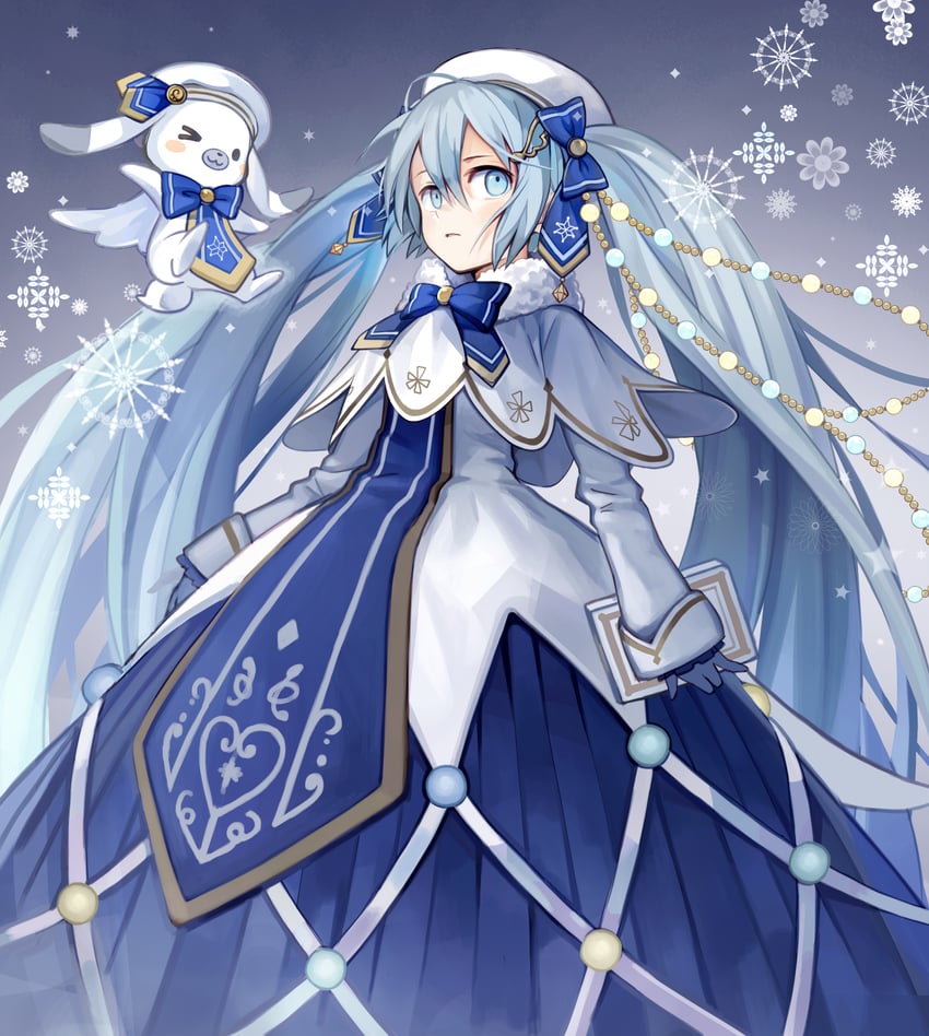 hatsune miku, yuki miku, and rabbit yukine (vocaloid) drawn by kari_kenji