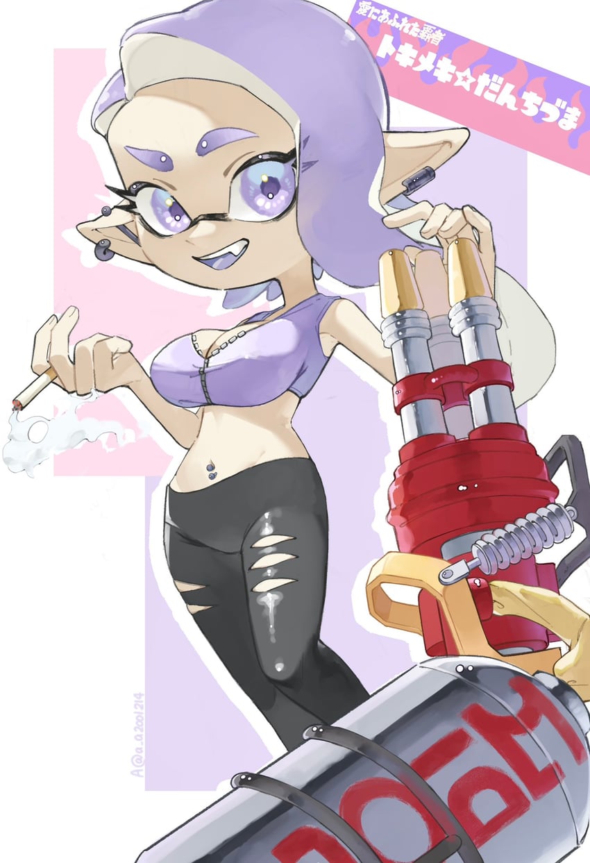 inkling player character and inkling girl (splatoon and 1 more) drawn by a_a2001214