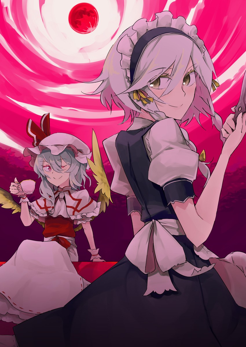remilia scarlet and izayoi sakuya (touhou) drawn by kusugi_tai