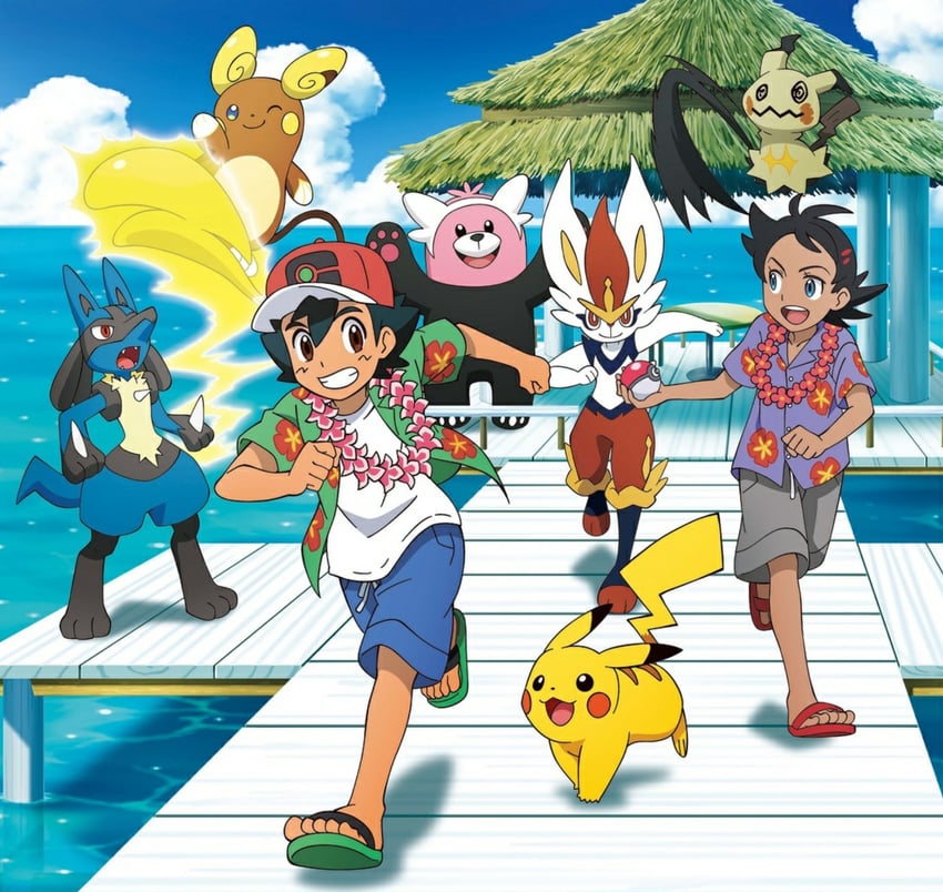 pikachu, ash ketchum, lucario, mimikyu, goh, and 3 more (pokemon and 1 more)