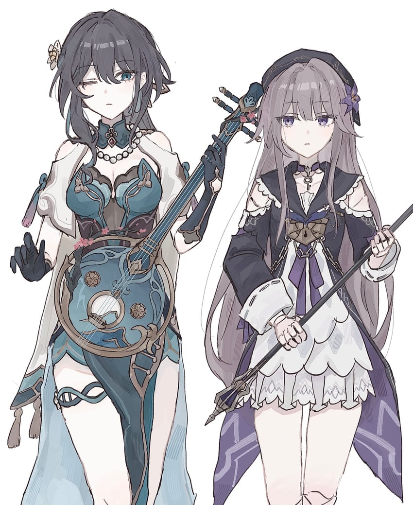 herta and ruan mei (honkai and 1 more) drawn by rekka_shinai