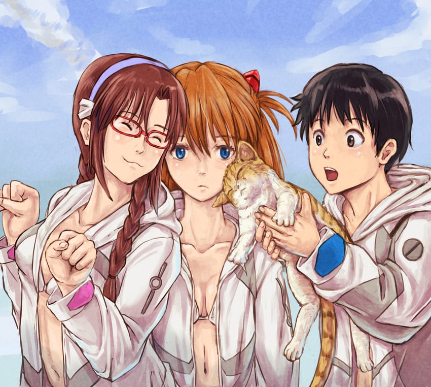 souryuu asuka langley, ikari shinji, and makinami mari illustrious (neon genesis evangelion and 1 more) drawn by kazumina