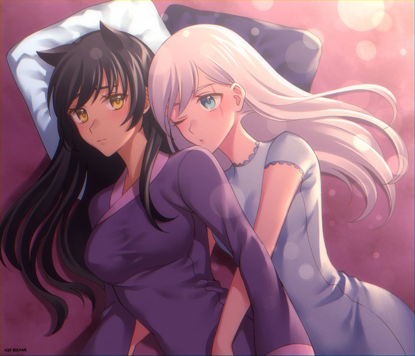 weiss schnee and blake belladonna (rwby) drawn by kio_rojine
