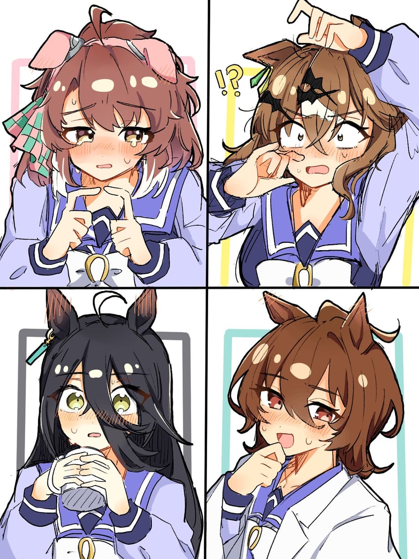 agnes tachyon, manhattan cafe, jungle pocket, and dantsu flame (umamusume) drawn by oriochan0203