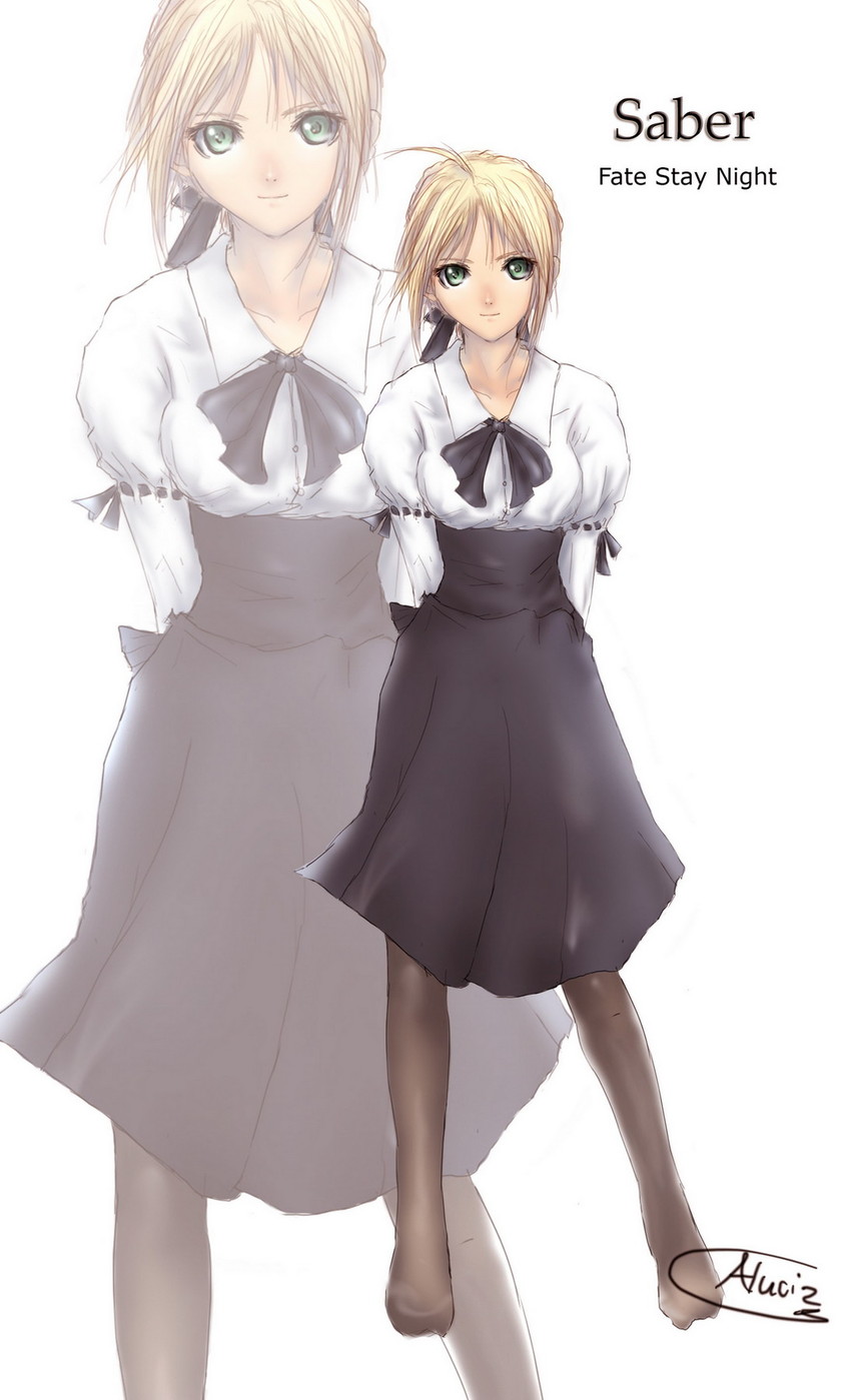 artoria pendragon and saber (fate and 1 more) drawn by aluciz
