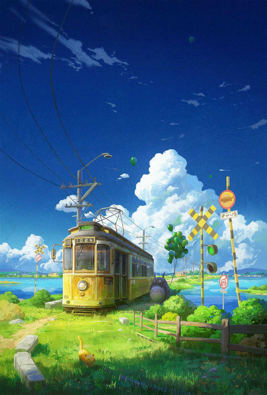 totoro and nekobus (tonari no totoro) drawn by cyclecircle
