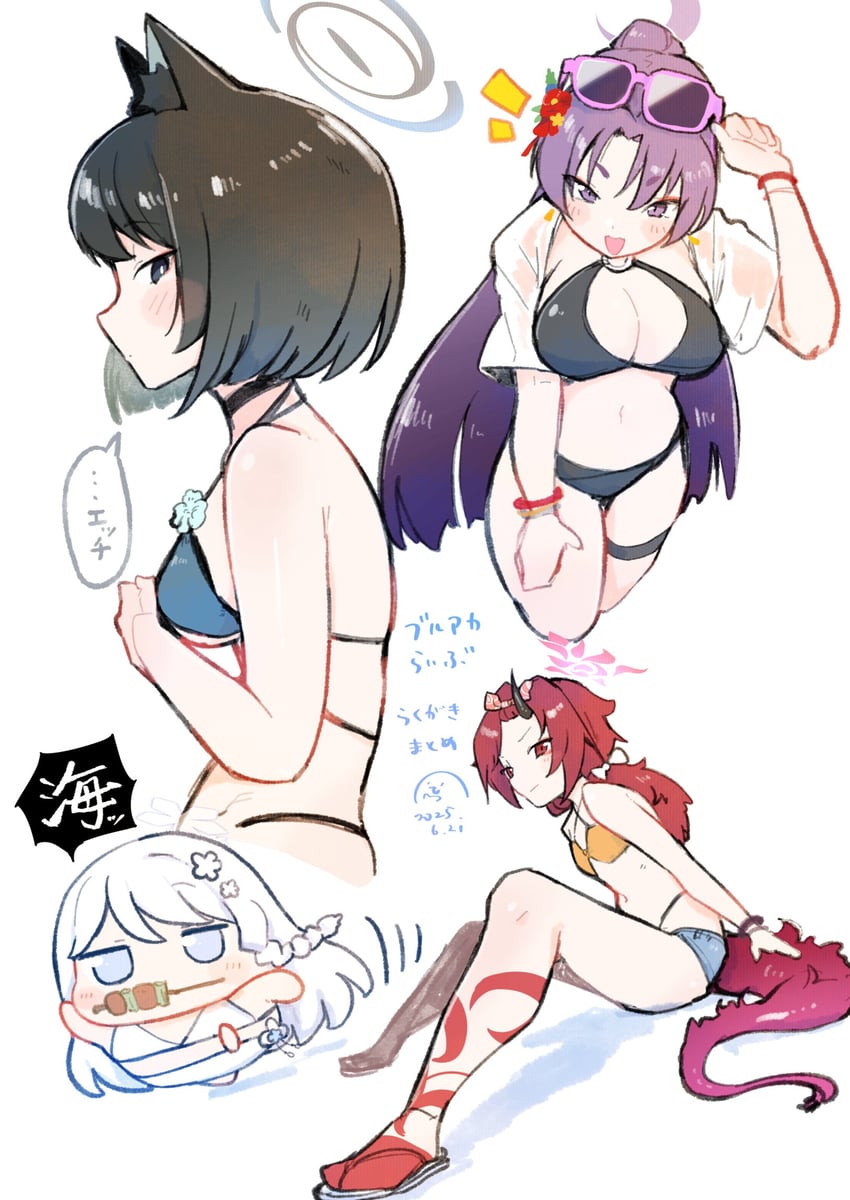 kikyou, yukari, renge, and nagusa (blue archive) drawn by urode