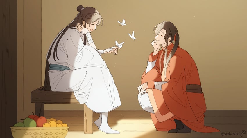 xie lian, hua cheng, and san lang (tianguan cifu) drawn by sechi_suu
